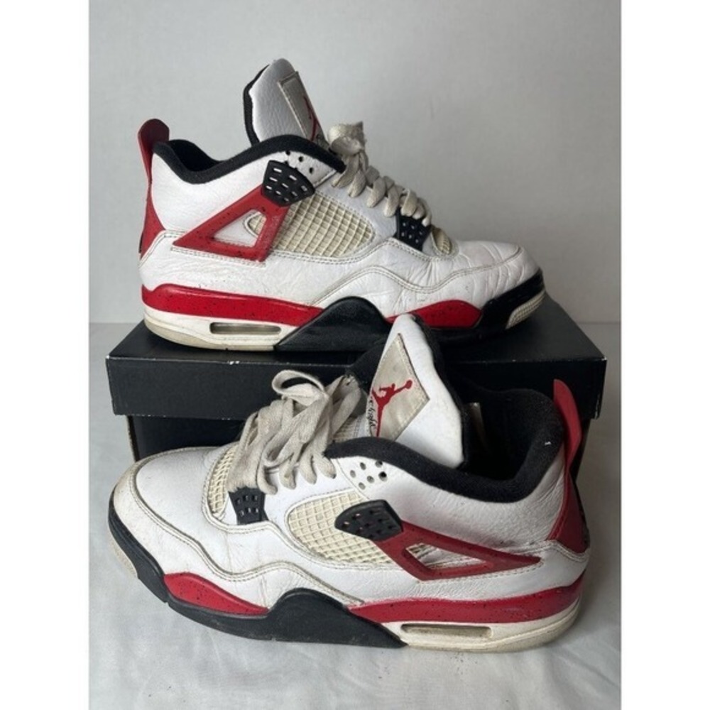 Jordan 4 Retro Red Cement White Fire Red Black DH6927-161 Mens Size 9